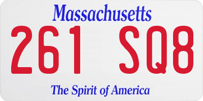 MA license plate 261SQ8