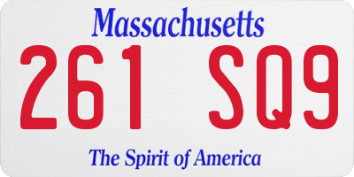 MA license plate 261SQ9