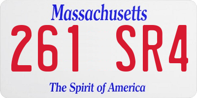MA license plate 261SR4