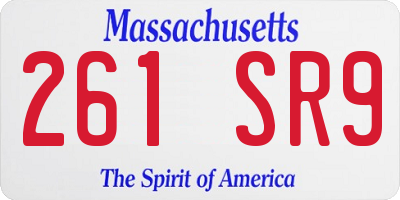 MA license plate 261SR9
