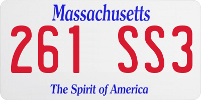 MA license plate 261SS3