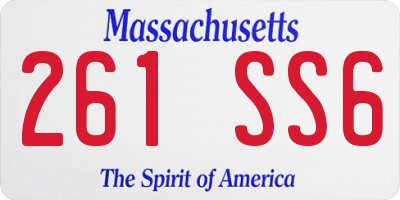 MA license plate 261SS6