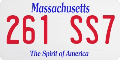 MA license plate 261SS7