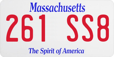 MA license plate 261SS8
