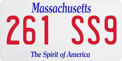 MA license plate 261SS9