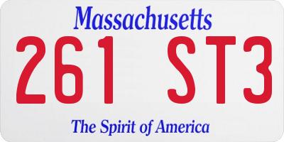 MA license plate 261ST3