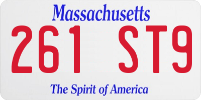 MA license plate 261ST9