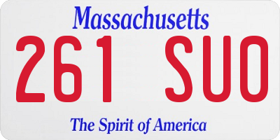 MA license plate 261SU0
