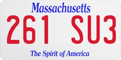 MA license plate 261SU3