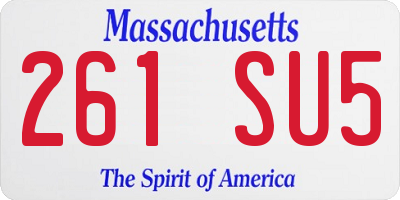 MA license plate 261SU5