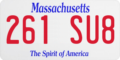 MA license plate 261SU8