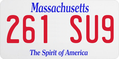 MA license plate 261SU9