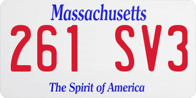 MA license plate 261SV3