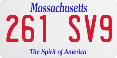 MA license plate 261SV9