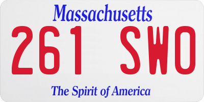 MA license plate 261SW0