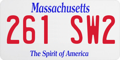 MA license plate 261SW2