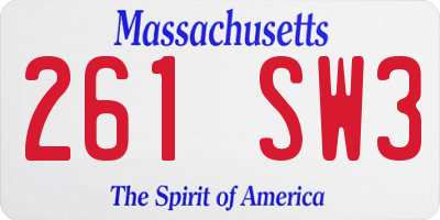 MA license plate 261SW3