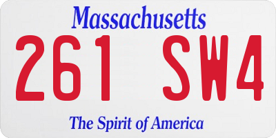 MA license plate 261SW4
