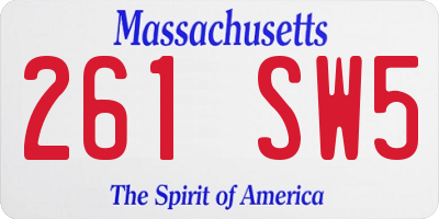 MA license plate 261SW5