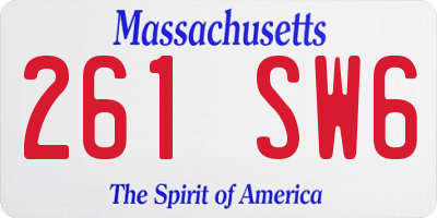 MA license plate 261SW6