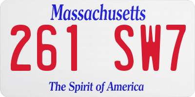 MA license plate 261SW7