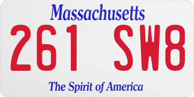 MA license plate 261SW8