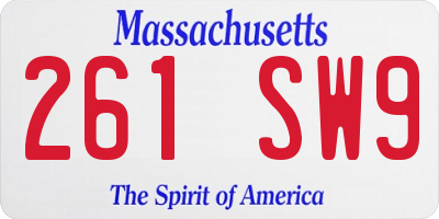 MA license plate 261SW9