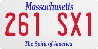 MA license plate 261SX1