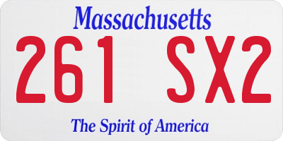 MA license plate 261SX2