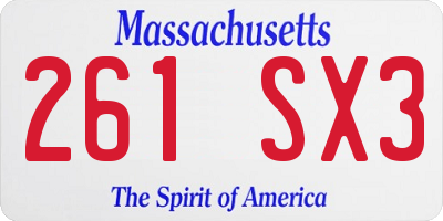 MA license plate 261SX3