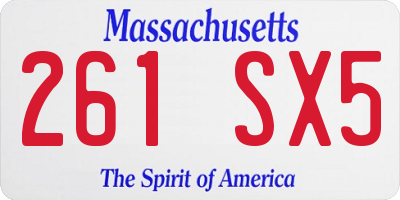 MA license plate 261SX5