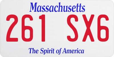 MA license plate 261SX6