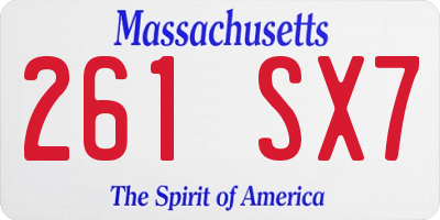 MA license plate 261SX7