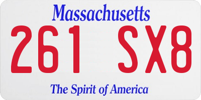 MA license plate 261SX8