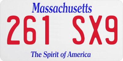 MA license plate 261SX9