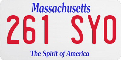 MA license plate 261SY0