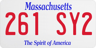 MA license plate 261SY2
