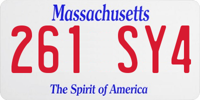 MA license plate 261SY4