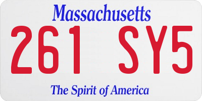 MA license plate 261SY5