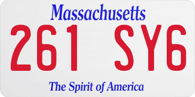 MA license plate 261SY6