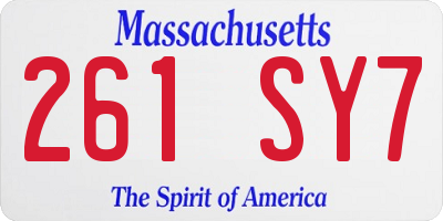 MA license plate 261SY7