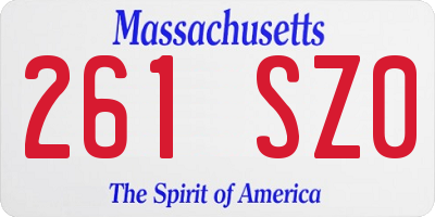 MA license plate 261SZ0