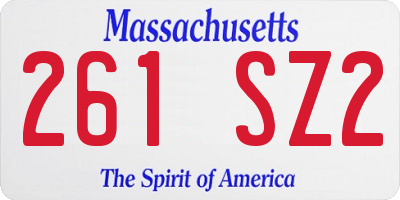 MA license plate 261SZ2