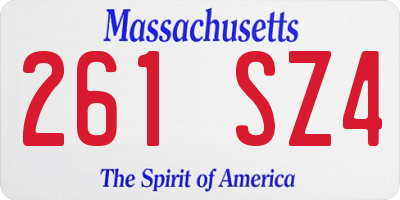 MA license plate 261SZ4
