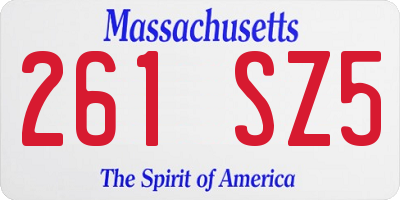 MA license plate 261SZ5