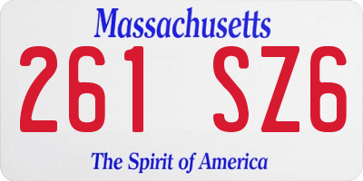 MA license plate 261SZ6