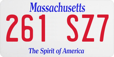 MA license plate 261SZ7