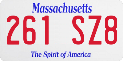 MA license plate 261SZ8