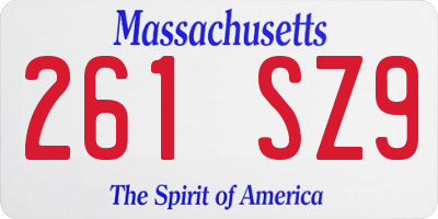 MA license plate 261SZ9