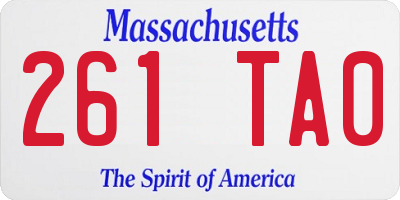 MA license plate 261TA0
